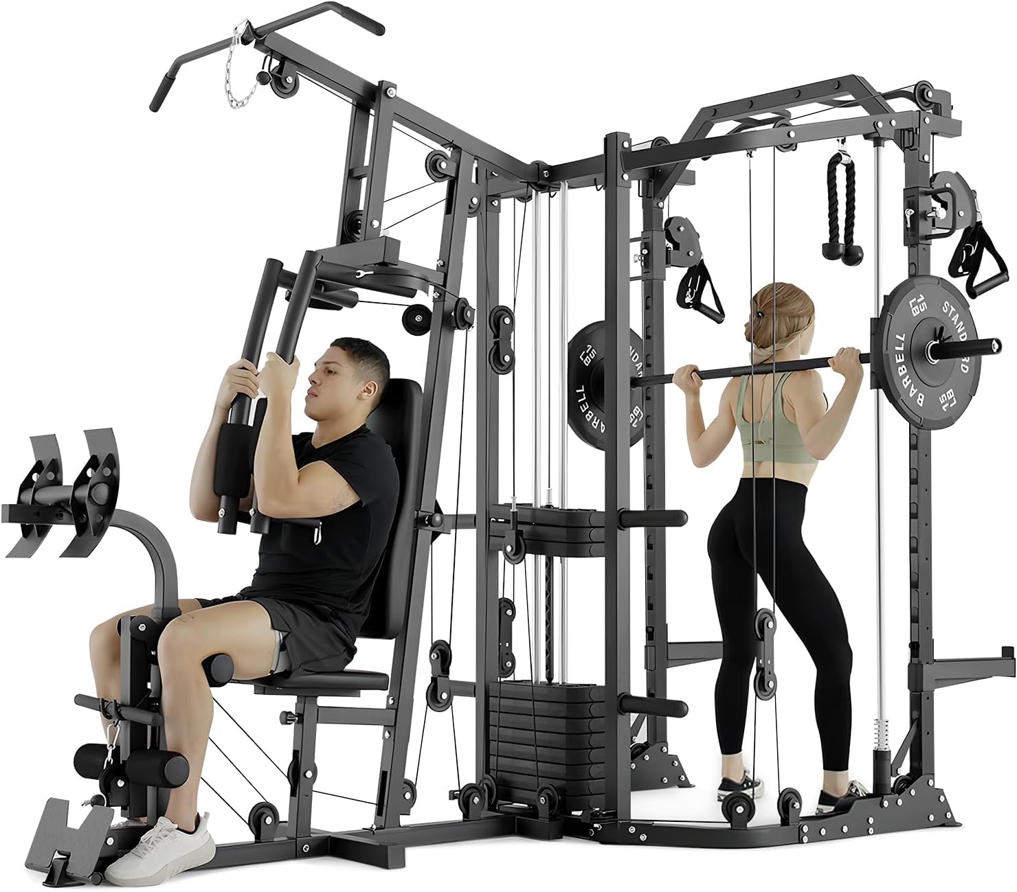 Home Gym With Smith Machine - Podwójna stacja SmithΔ z klatką treningową,