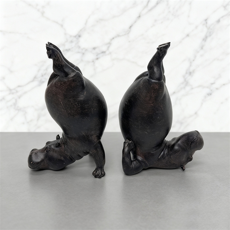 Home Gym Zen - Figurka hipopotama do jogi z żywicy,