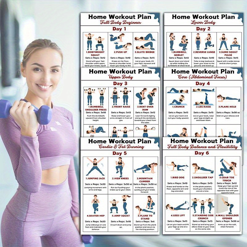 6 sztuk plansz ćwiczeń do domo – Workout Plan Home Gym recenzja i cena