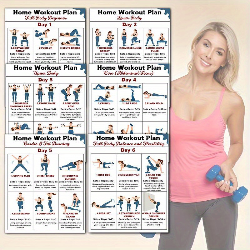 6 sztuk plansz ćwiczeń do domo – Workout Plan Home Gym recenzja i cena